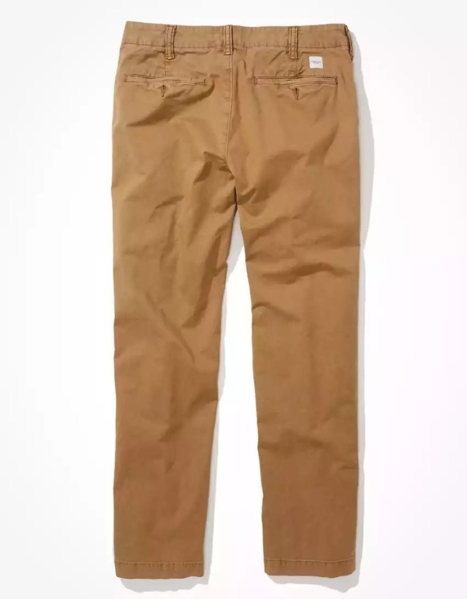 Pantalon American Eagle AE Flex Relaxed Droit Khaki Kaki Homme | PMD-88326713